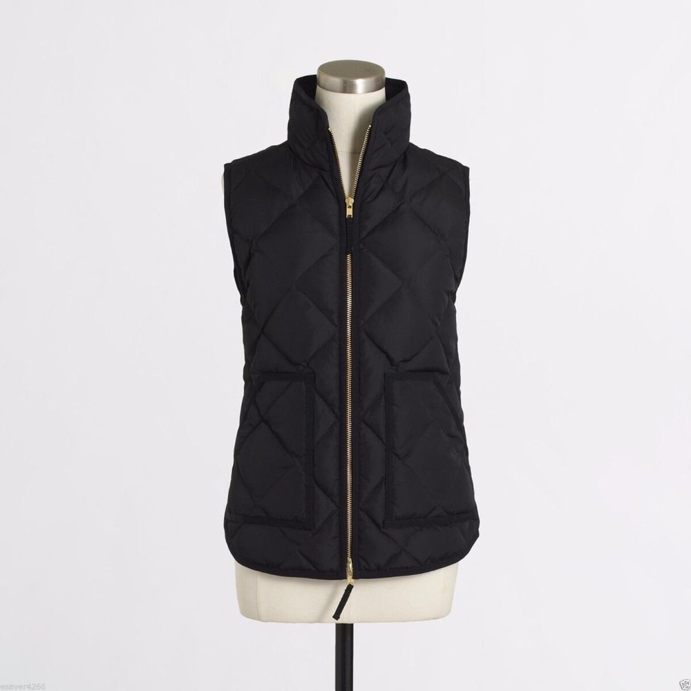 J. Crew Excursion Black Quilted Puffer Vest in Black size XS style 92465.